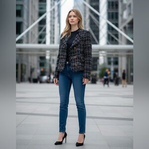 Chanel style tweed black & white jacket